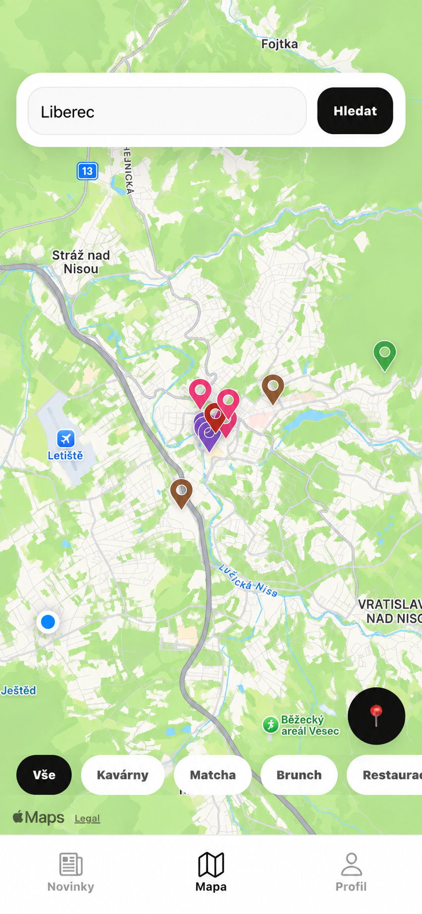 Mobilní mapová aplikace Fairdest